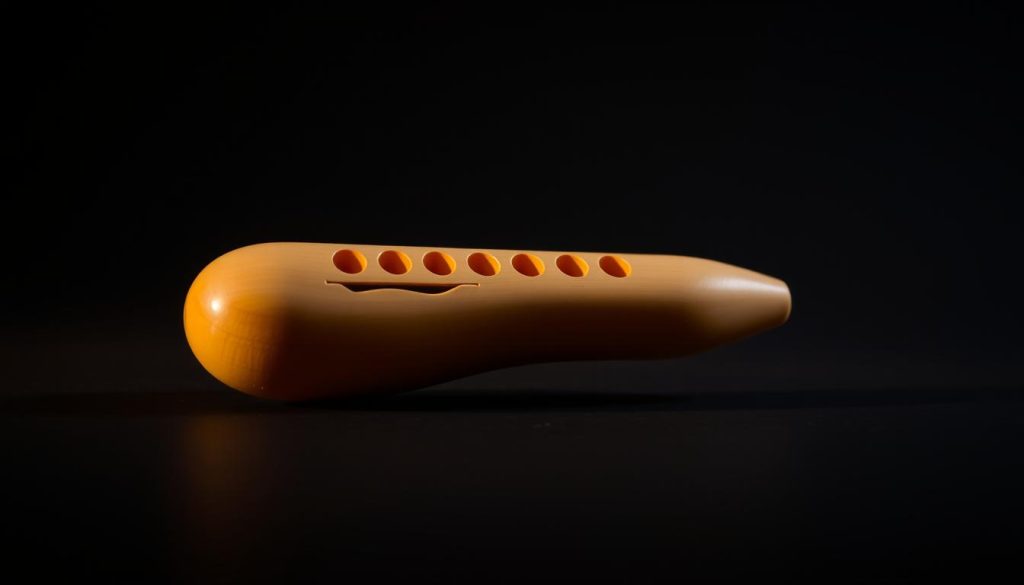 Partition ocarina 12 trous, a traditional woodwind instrument with a distinctive array of finger holes. Placed against a dark, moody backdrop, the ocarina's smooth, rounded body reflects soft, warm lighting, drawing the viewer's attention to its intricate design. The instrument's delicate silhouette stands out, evoking a sense of elegance and musical potential. Subtly positioned, the ocarina beckons the viewer to imagine the soulful melodies it could produce, hinting at the emotional depth of the "My Heart Will Go On" composition it may one day interpret. Partition ocarina 12 trous, a traditional woodwind instrument with a distinctive array of finger holes. Placed against a dark, moody backdrop, the ocarina's smooth, rounded body reflects soft, warm lighting, drawing the viewer's attention to its intricate design. The instrument's delicate silhouette stands out, evoking a sense of elegance and musical potential. Subtly positioned, the ocarina beckons the viewer to imagine the soulful melodies it could produce, hinting at the emotional depth of the "My Heart Will Go On" composition it may one day interpret.